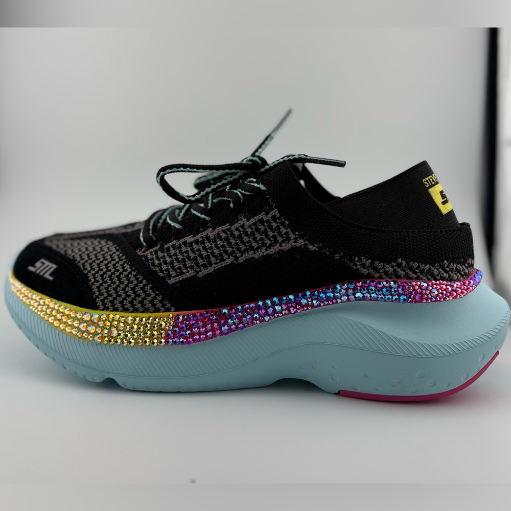 Steve Madden Elevate 3 Black Shoes with Multicolor *BLING* Accents NWT 7.0